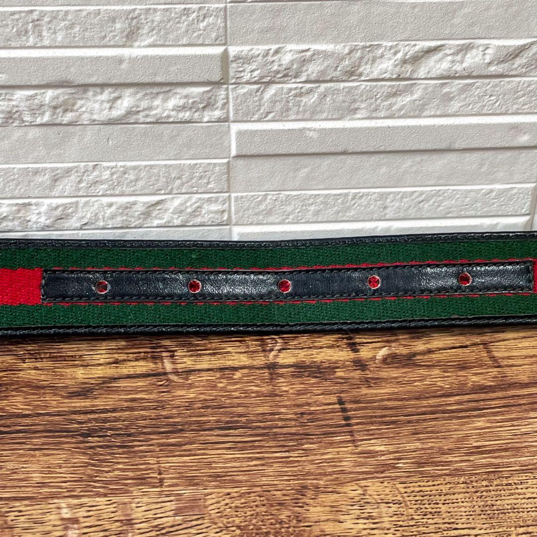Gucci Sherry Line Canvas Leather Belt Gold Buckle — view 8