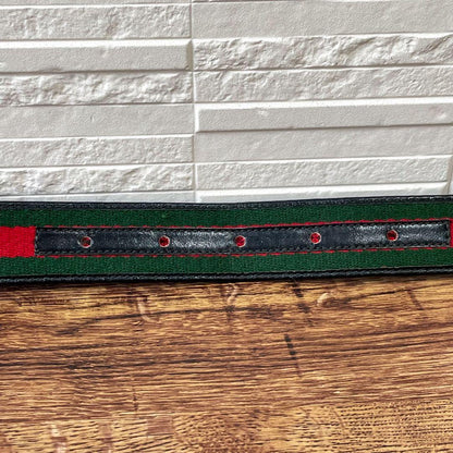 Gucci Sherry Line Canvas Leather Belt Gold Buckle — view 8