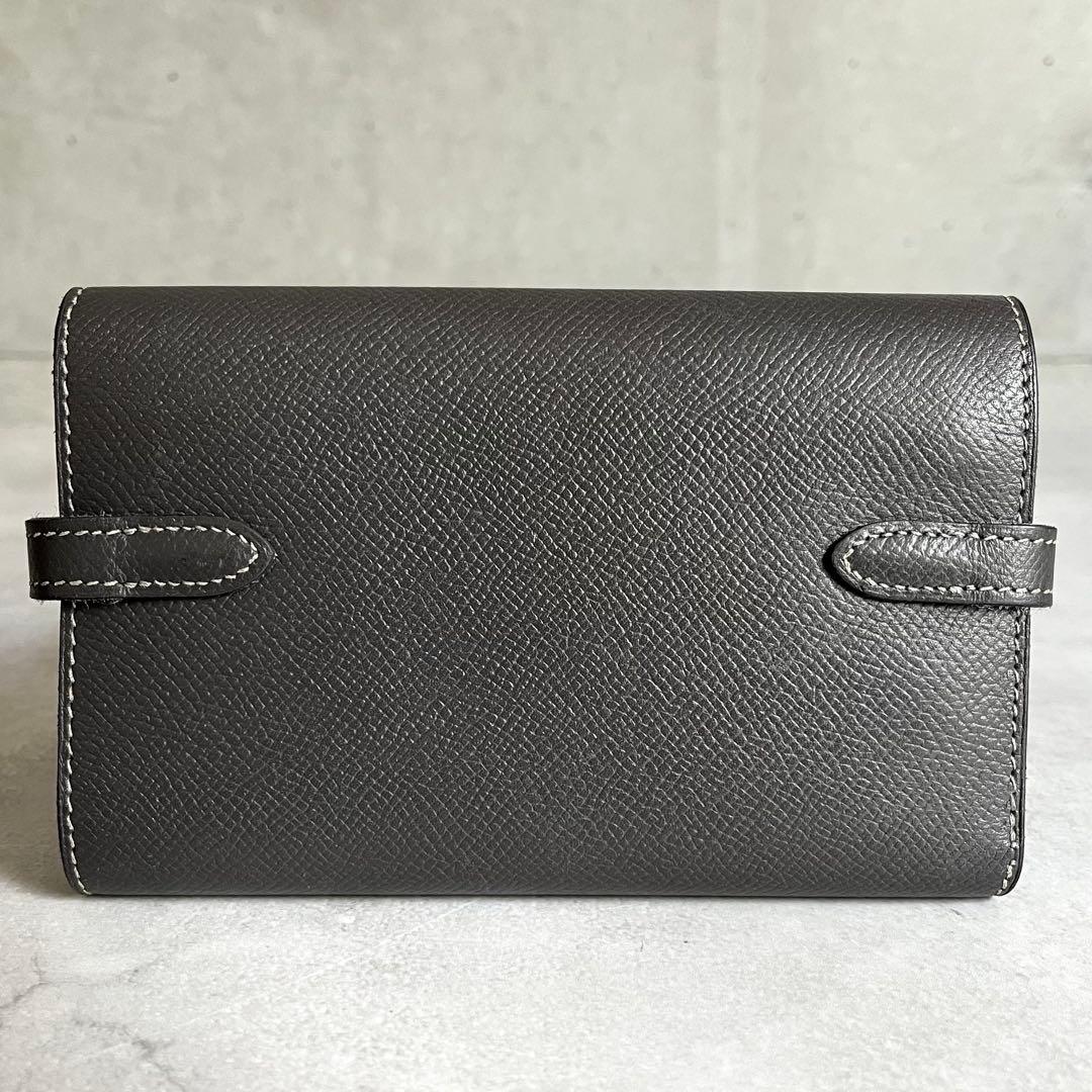 Hermes Kelly Wallet Medium Gray Stamp — view 3
