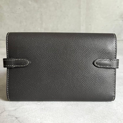 Hermes Kelly Wallet Medium Gray Stamp — view 3