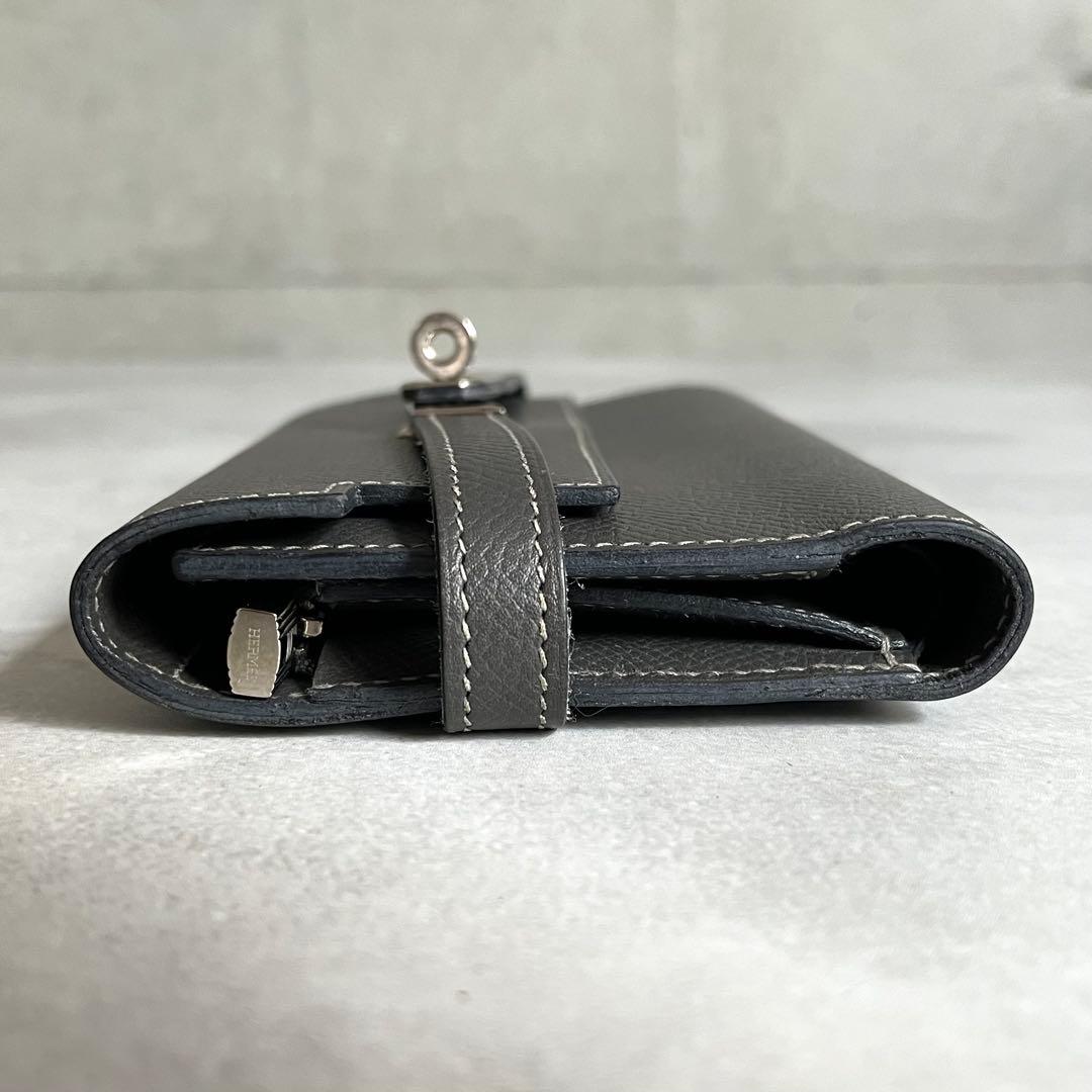 Hermes Kelly Wallet Medium Gray Stamp — view 5