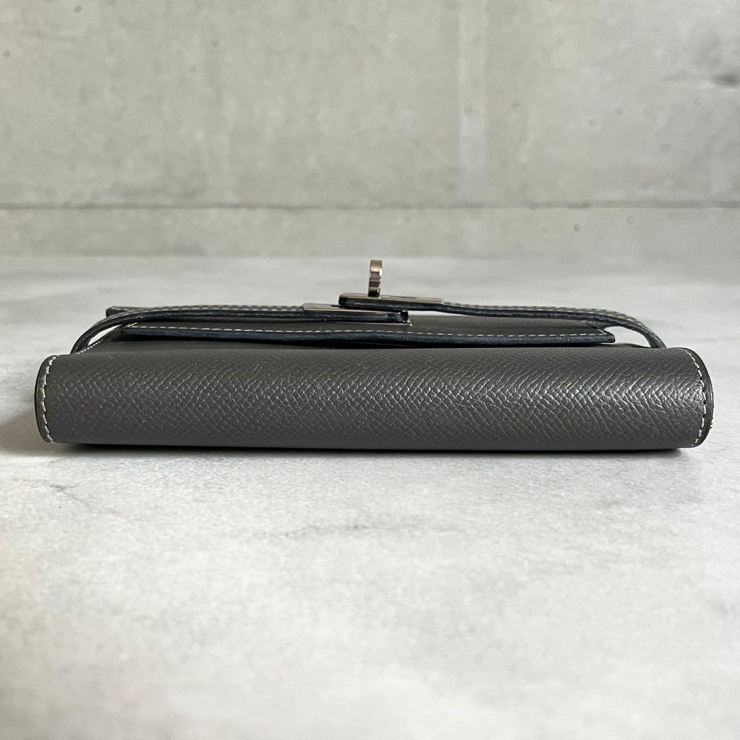 Hermes Kelly Wallet Medium Gray Stamp — view 7