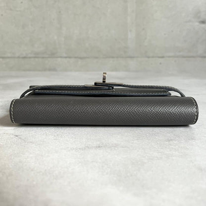 Hermes Kelly Wallet Medium Gray Stamp — view 7
