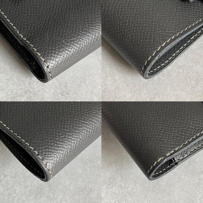 Hermes Kelly Wallet Medium Gray Stamp — view 8