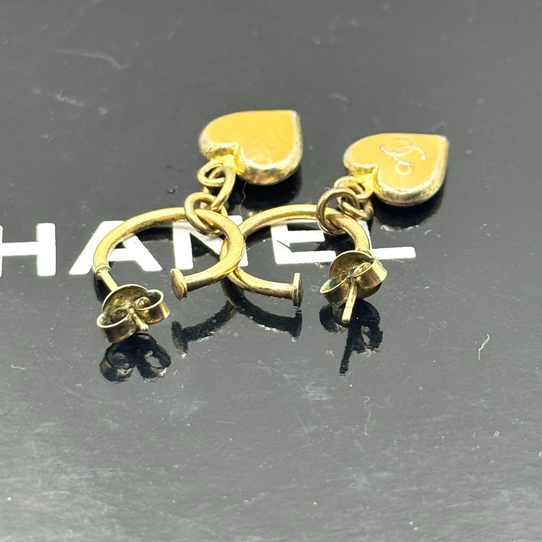 Chanel Earrings Coco Mark Heart Gold Hoop