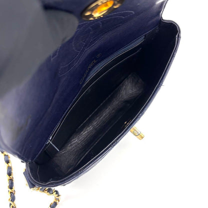 Chanel Bicolor Lambskin Chain Shoulder Bag Flap Navy — view 4