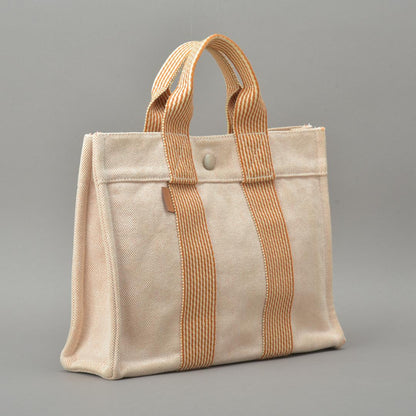 Hermes New Fourre Tout PM Handbag Canvas Orange Beige
