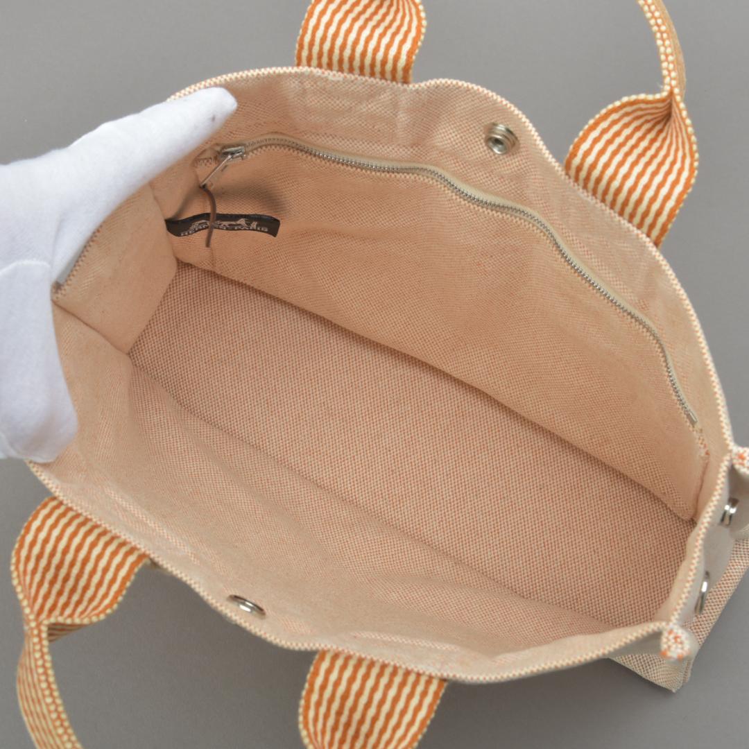 Hermes New Fourre Tout PM Handbag Canvas Orange Beige