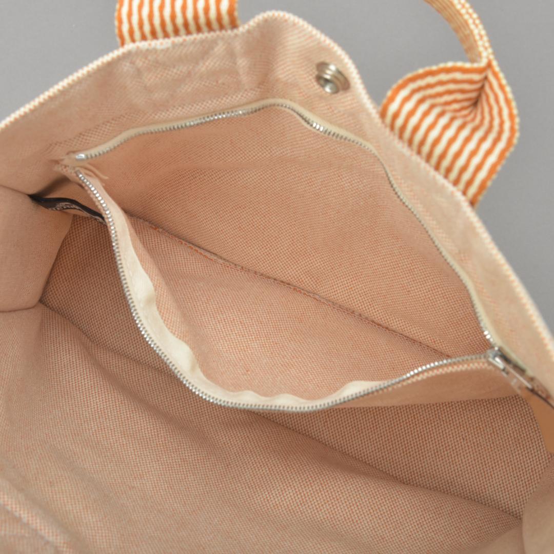 Hermes New Fourre Tout PM Handbag Canvas Orange Beige