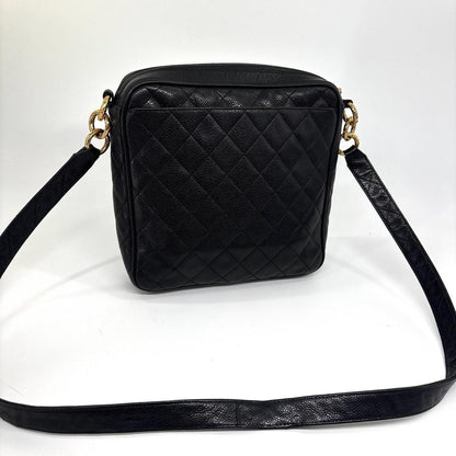 Chanel Super Caviar Leather Shoulder Bag Black Gold — view 5