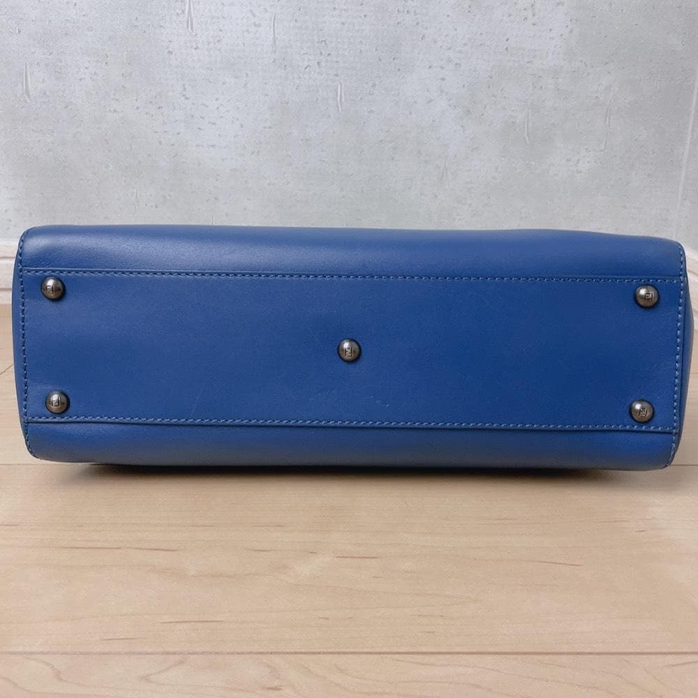 Fendi Peekaboo Leather Tote Bag Blue — view 5