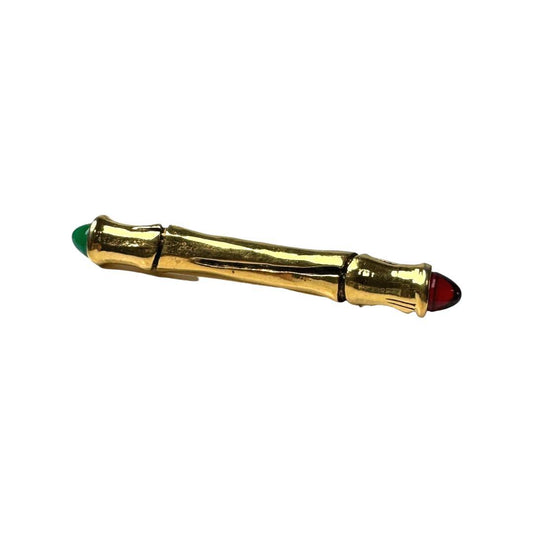 Chanel Bamboo Brooch Gripoix Color Stone Vintage