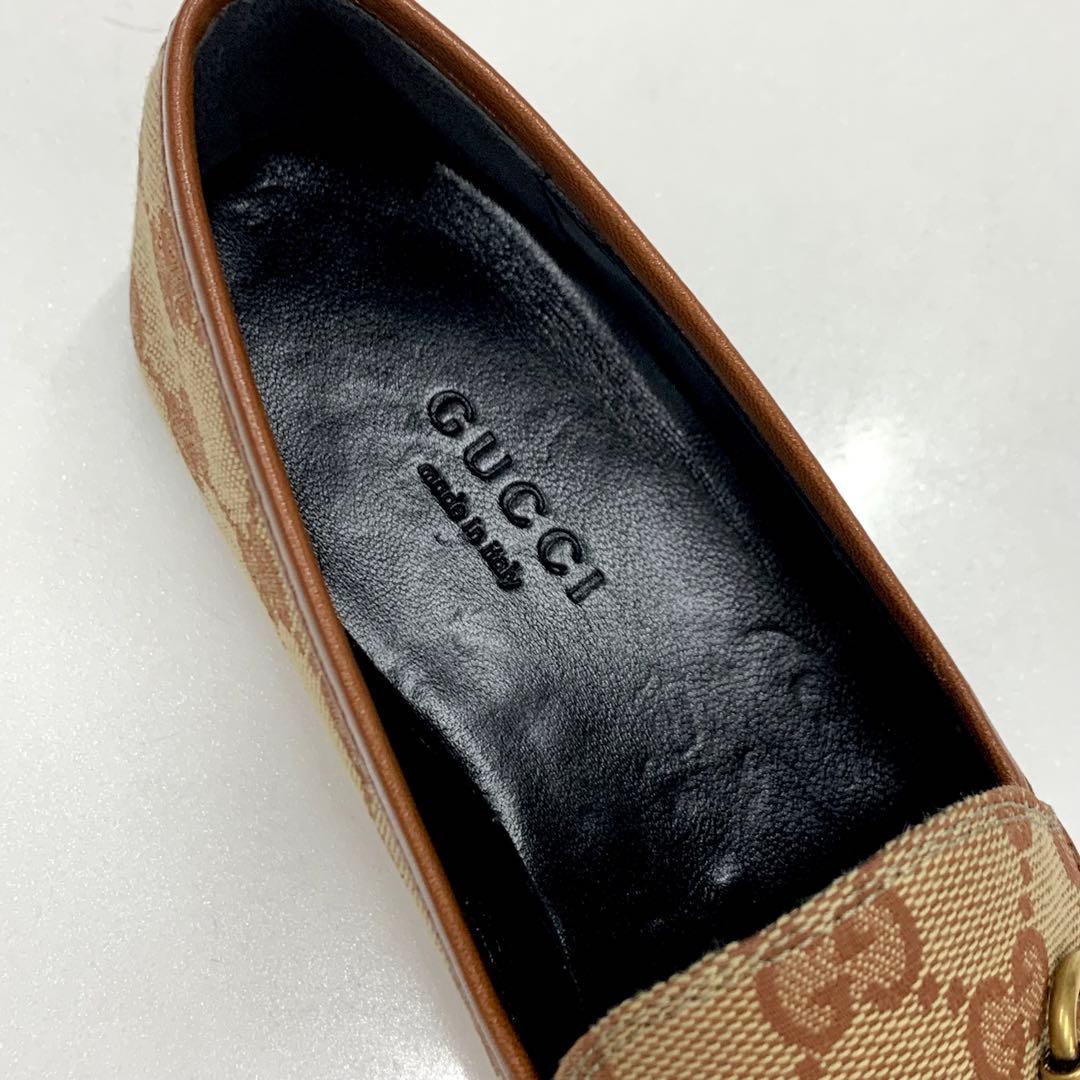 Unused Gucci Fabric Leather Horsebit Loafers Brown