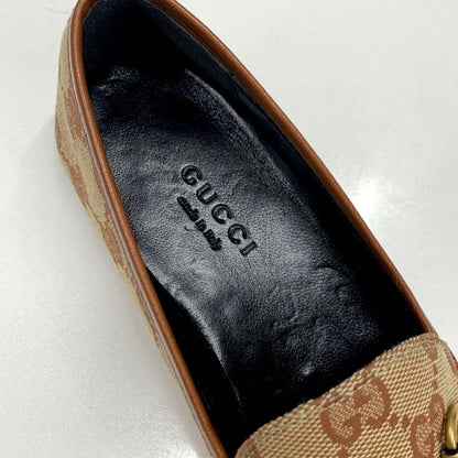 Unused Gucci Fabric Leather Horsebit Loafers Brown