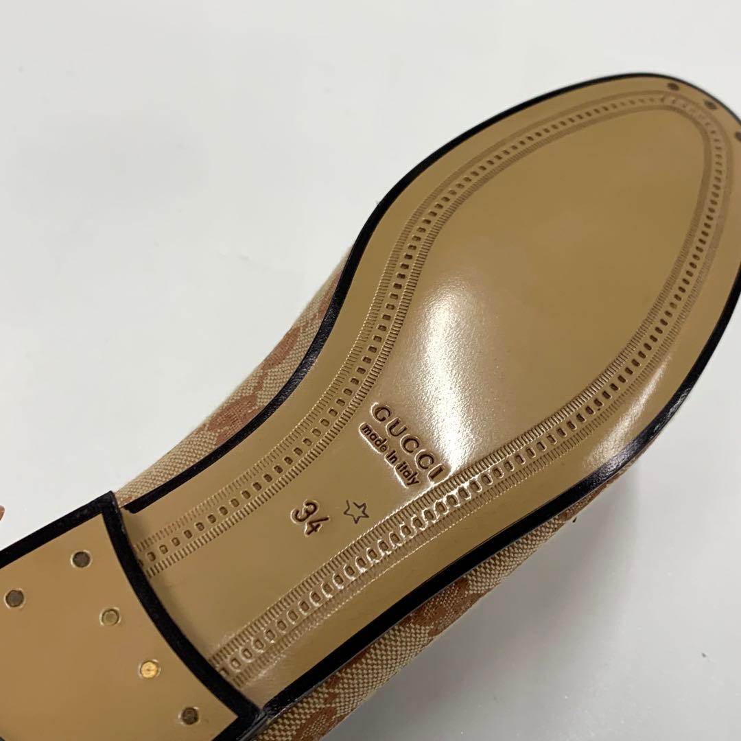 Unused Gucci Fabric Leather Horsebit Loafers Brown