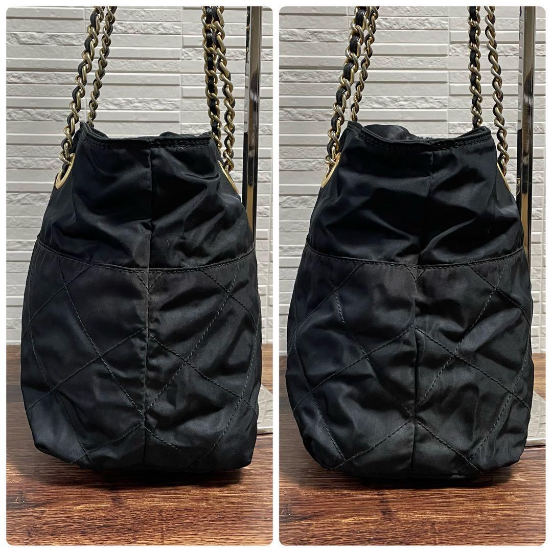 Prada Quilted Chain Shoulder Tote Bag Triangle Plate Logo — view 4