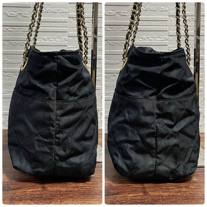 Prada Quilted Chain Shoulder Tote Bag Triangle Plate Logo — view 4