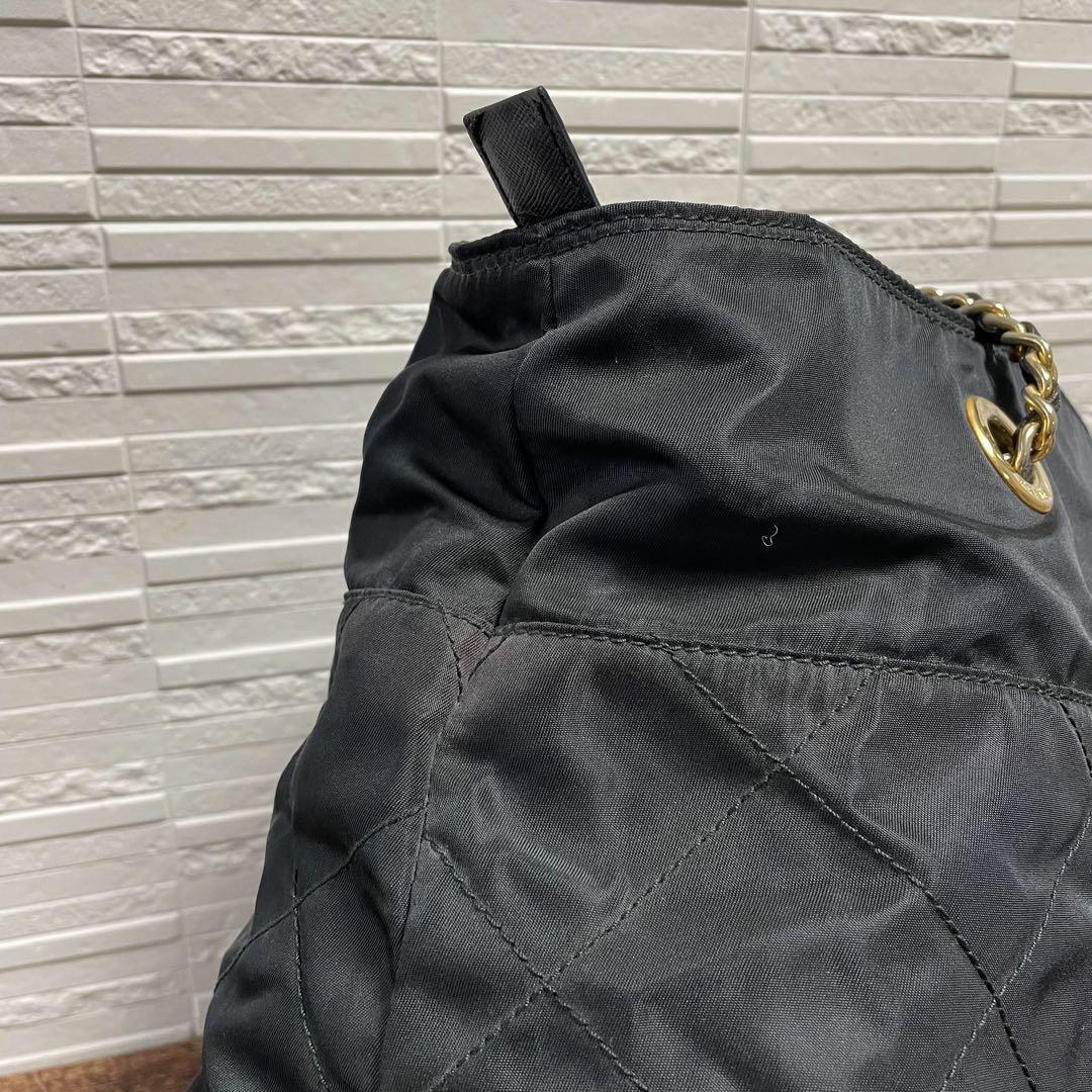 Prada Quilted Chain Shoulder Tote Bag Triangle Plate Logo — view 7