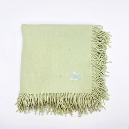 Hermes Shawl Light Green 100% Cashmere with Tags
