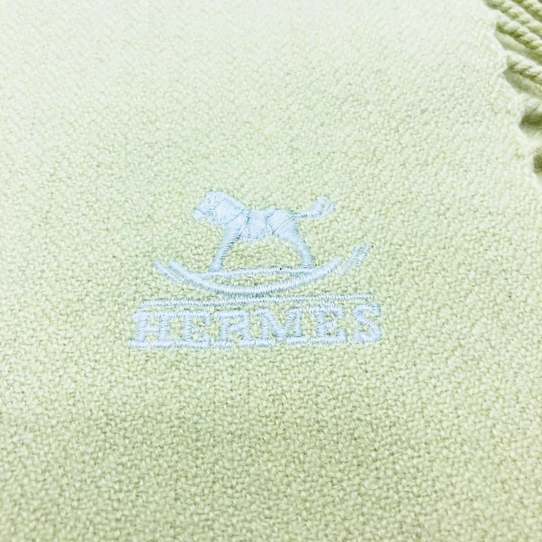 Hermes Shawl Light Green 100% Cashmere with Tags