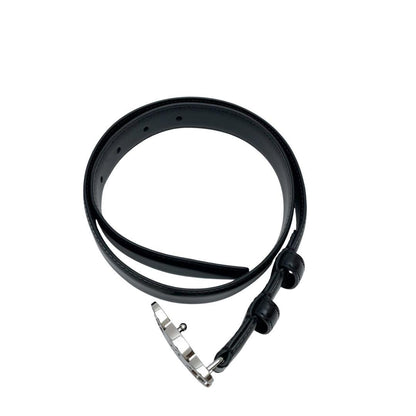Celine Leather Triomphe Buckle Silver Belt Black — view 3