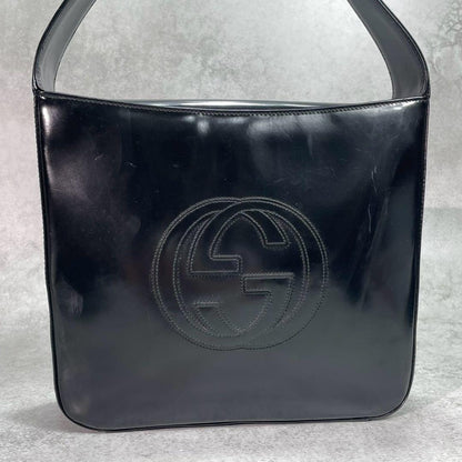 Gucci GG Shoulder Bag Patent Leather Black Logo — view 2
