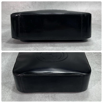 Gucci GG Shoulder Bag Patent Leather Black Logo — view 8