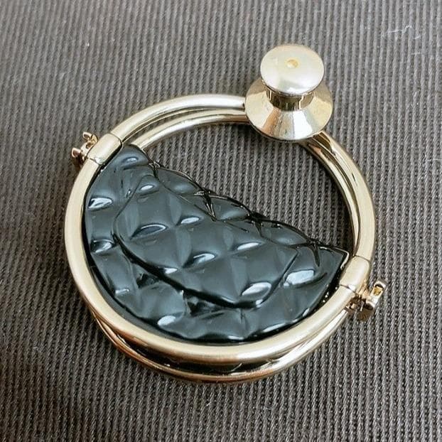 Chanel Brooch CC Logo Gold Quilted Bag — view 8