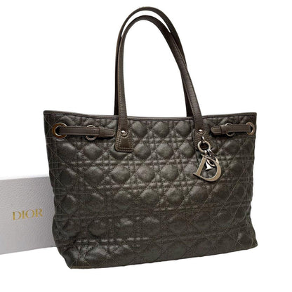 Dior Cannage Tote Denim Metallic