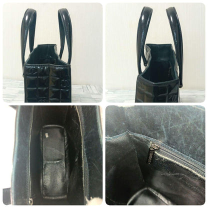 Chanel Choco Bar Tote Enamel Black CC Logo — view 7