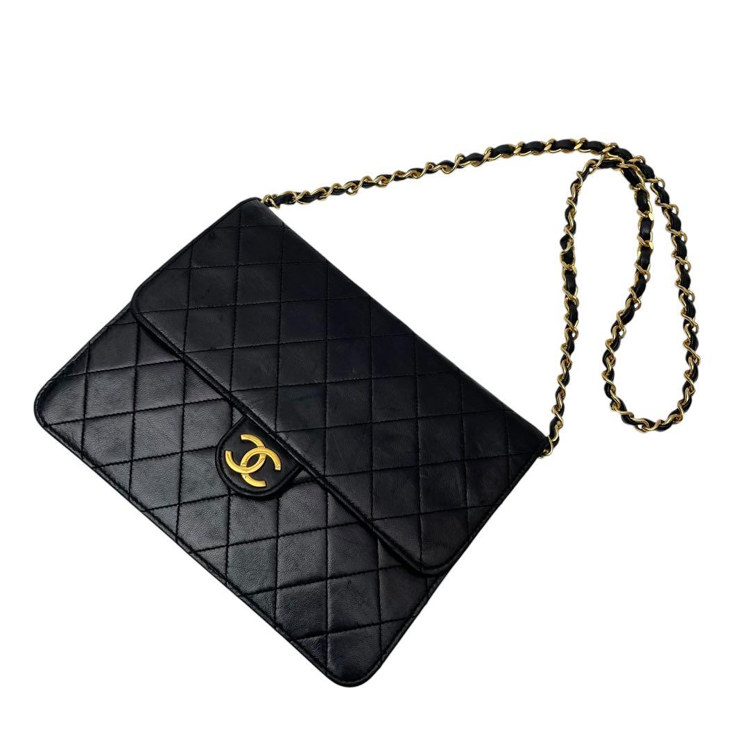 Chanel Quilted Lambskin CC Logo Chain Shoulder Bag Black — view 3