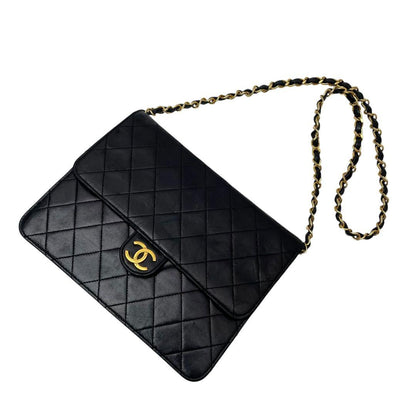 Chanel Quilted Lambskin CC Logo Chain Shoulder Bag Black — view 3