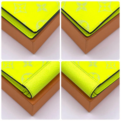 Louis Vuitton Taigarama Portefeuille Brazza Neon Yellow Wallet — view 8
