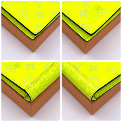 Louis Vuitton Taigarama Portefeuille Brazza Neon Yellow Wallet — view 9