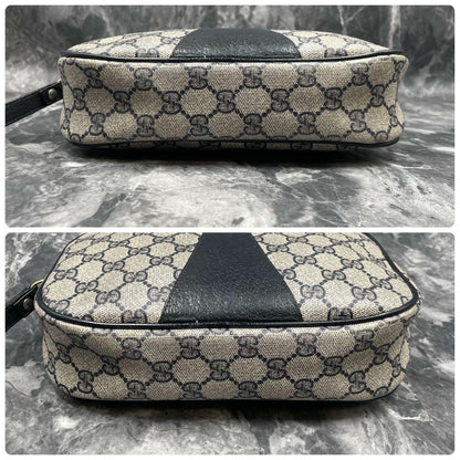 Gucci GG Sherry Line Clutch Navy Logo Leather — view 7