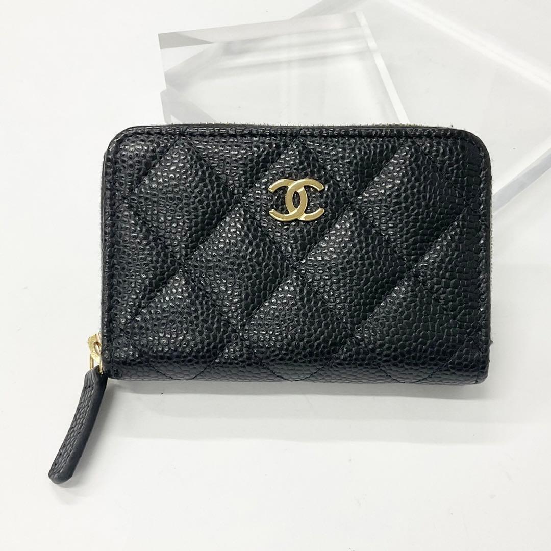 Chanel Caviar Leather CC Logo Zip Coin Purse Wallet Case — view 2