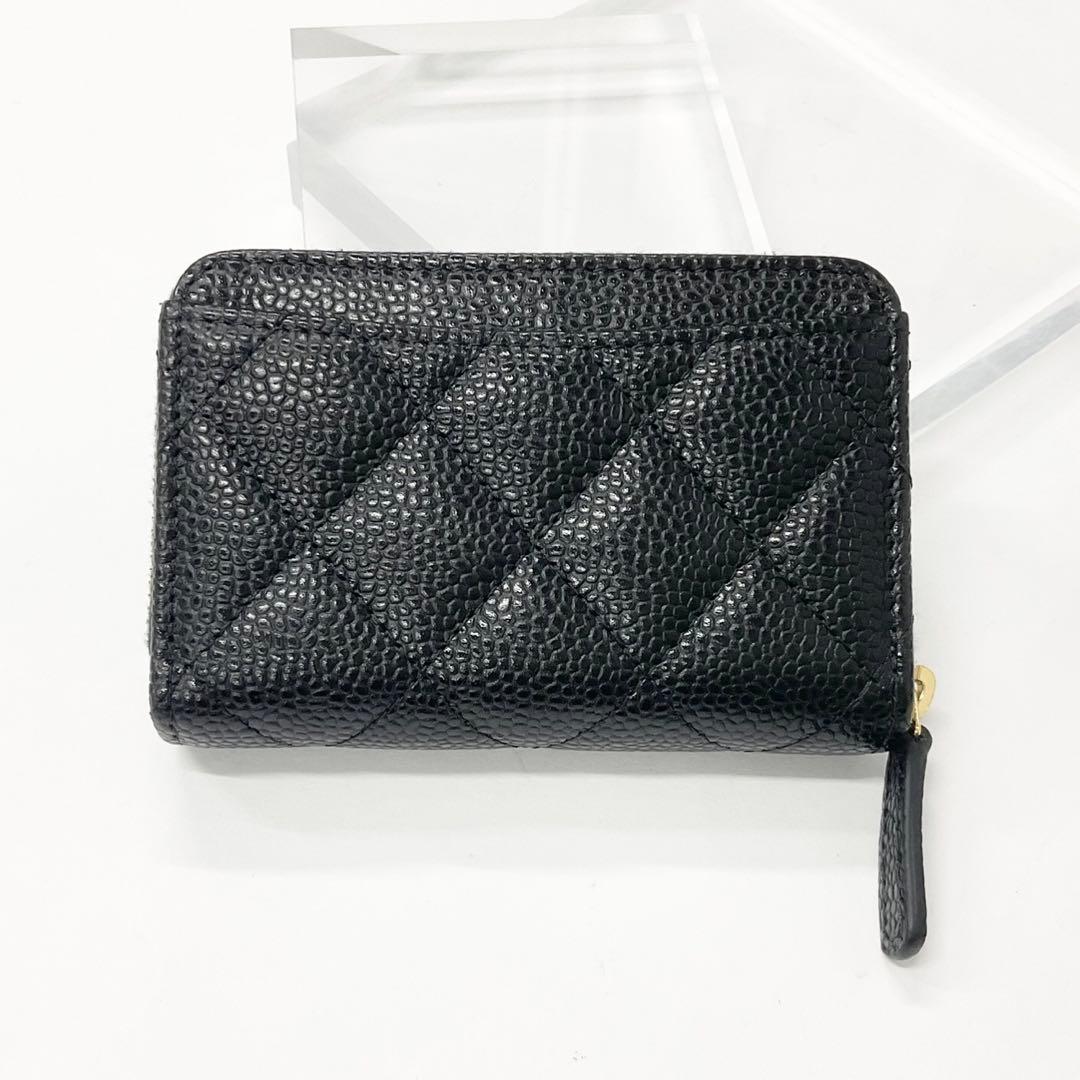 Chanel Caviar Leather CC Logo Zip Coin Purse Wallet Case — view 3