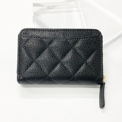 Chanel Caviar Leather CC Logo Zip Coin Purse Wallet Case — view 3
