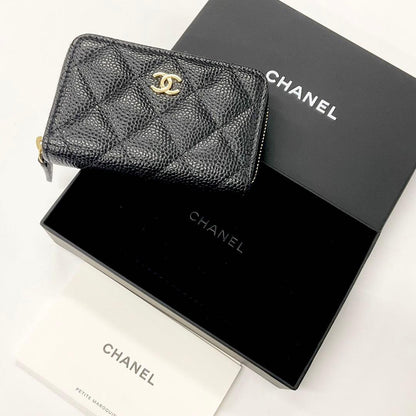 Chanel Caviar Leather CC Logo Zip Coin Purse Wallet Case — view 8