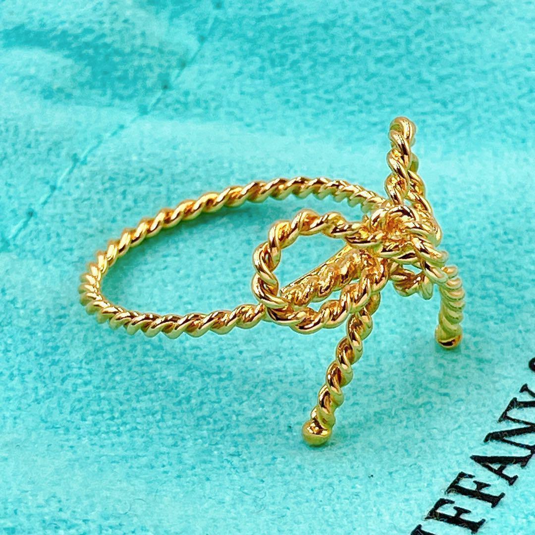 Close To Tiffany & Co Ribbon Twist Ring #8 18K