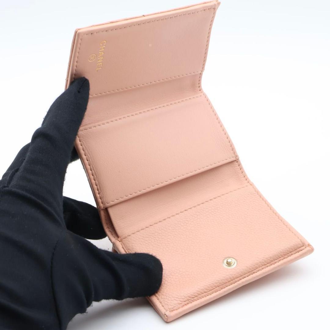 Chanel Pink Beige Trifold Wallet Caviar — view 5