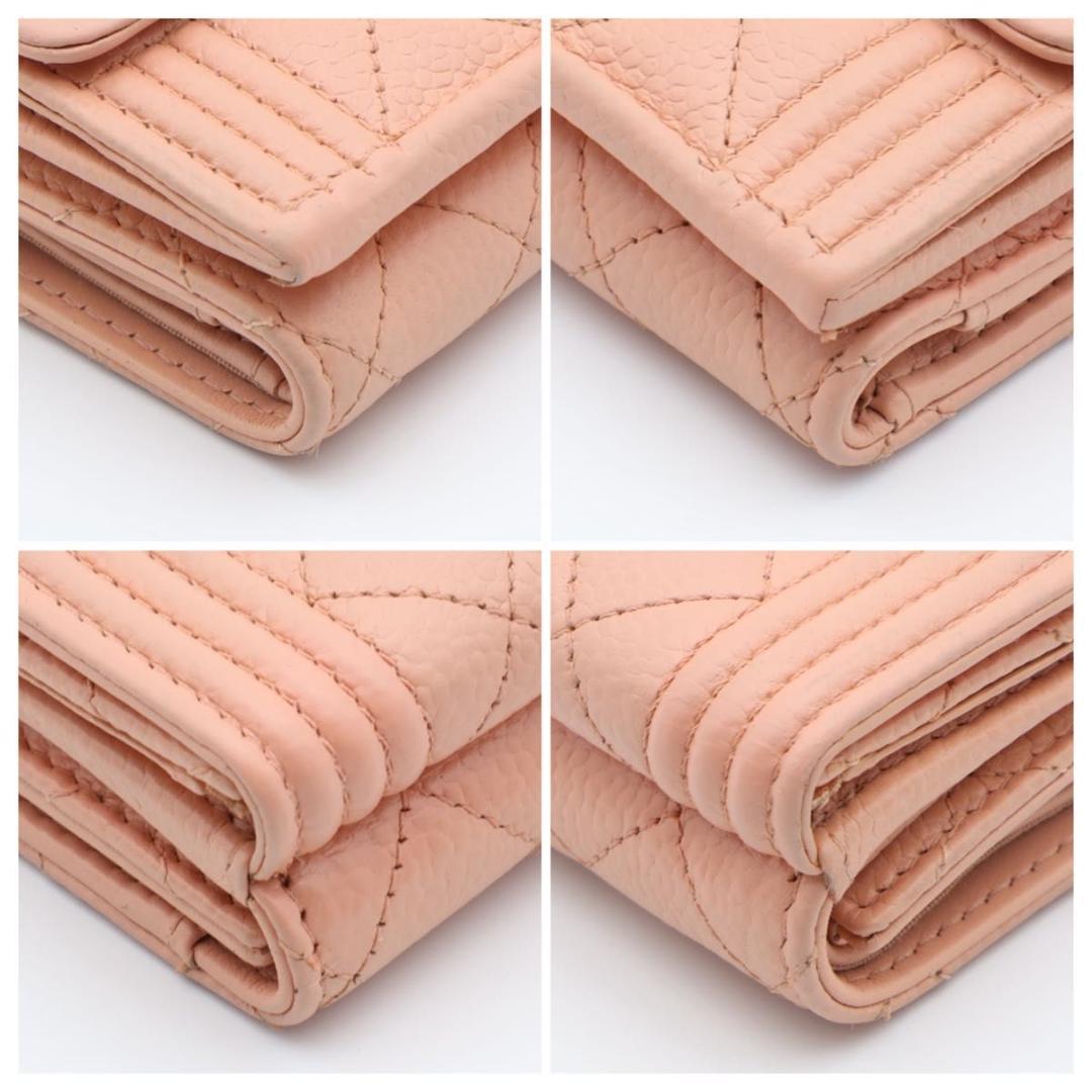 Chanel Pink Beige Trifold Wallet Caviar — view 8