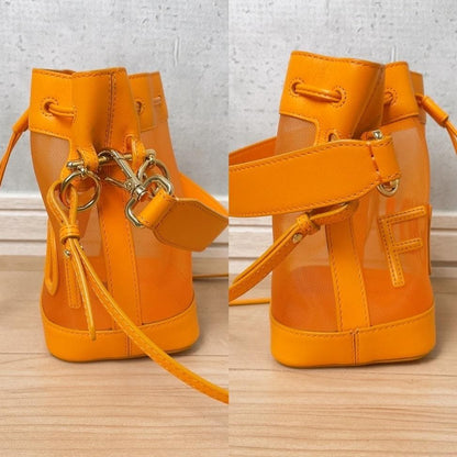 Fendi Montresor Drawstring Bucket Bag Mesh Orange 2-Way — view 4