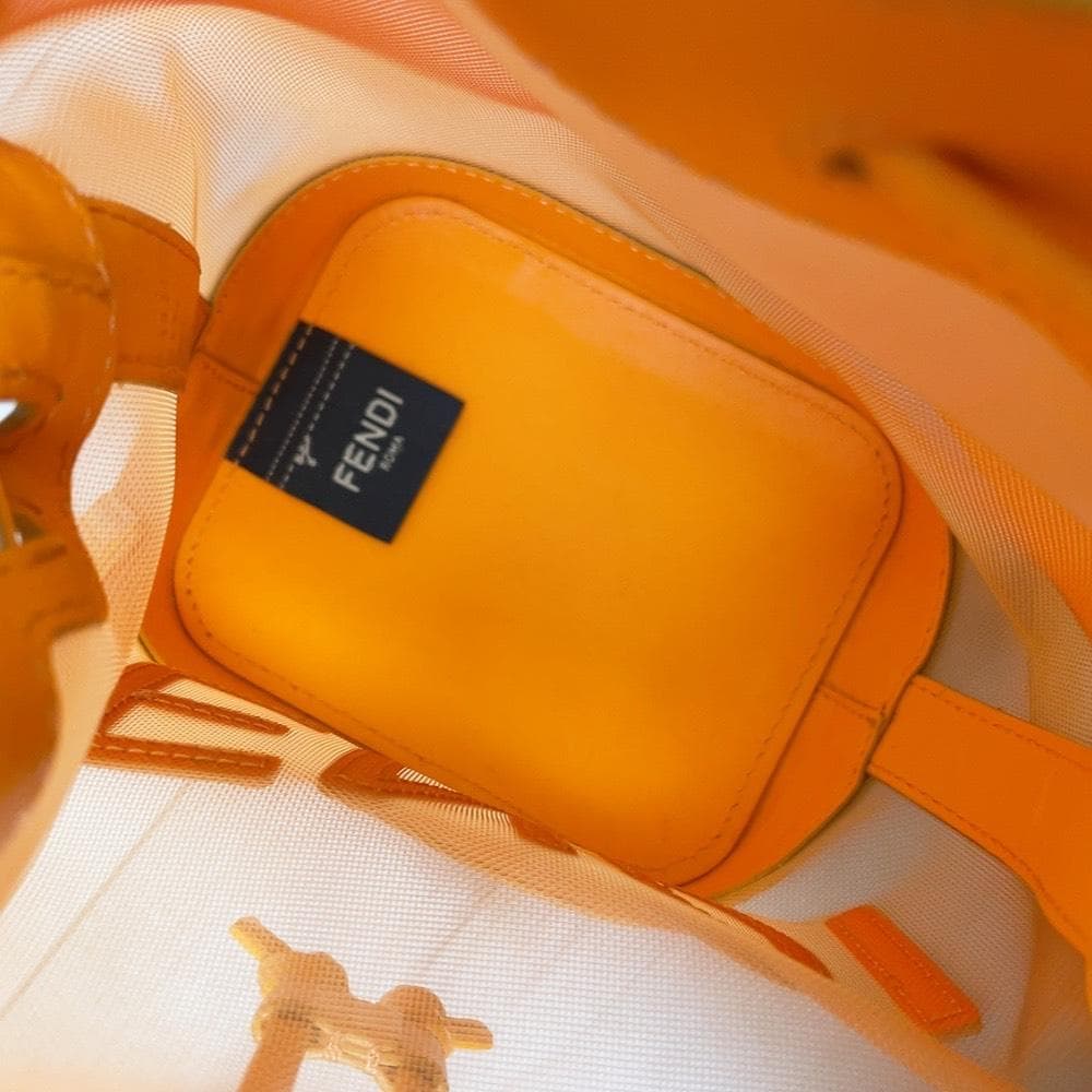 Fendi Montresor Drawstring Bucket Bag Mesh Orange 2-Way — view 8