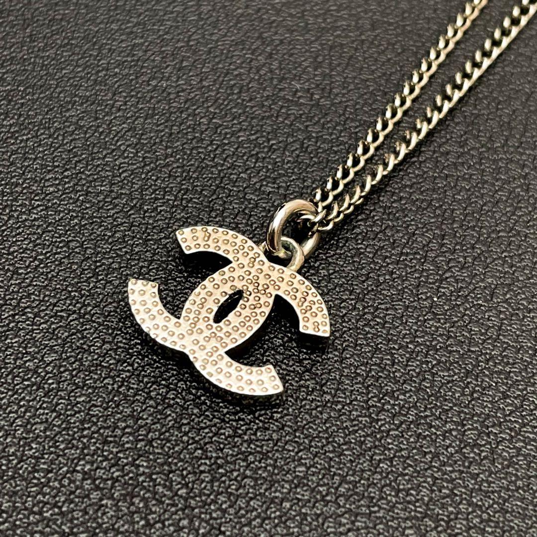 Chanel CC Logo Necklace Line Stone Icon Coco