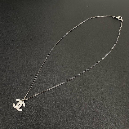 Chanel CC Logo Necklace Line Stone Icon Coco