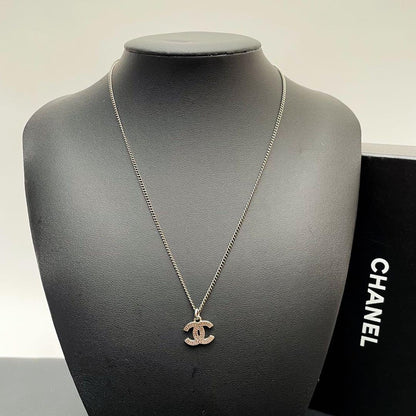 Chanel CC Logo Necklace Line Stone Icon Coco