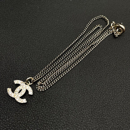 Chanel CC Logo Necklace Line Stone Icon Coco