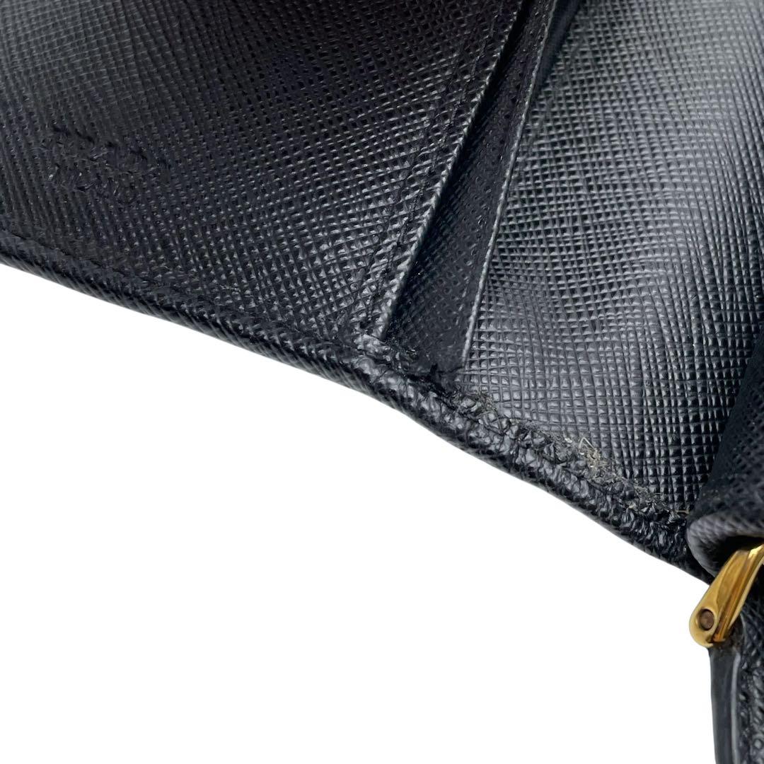 Prada Logo Saffiano Leather Bifold Wallet Black Compact — view 7