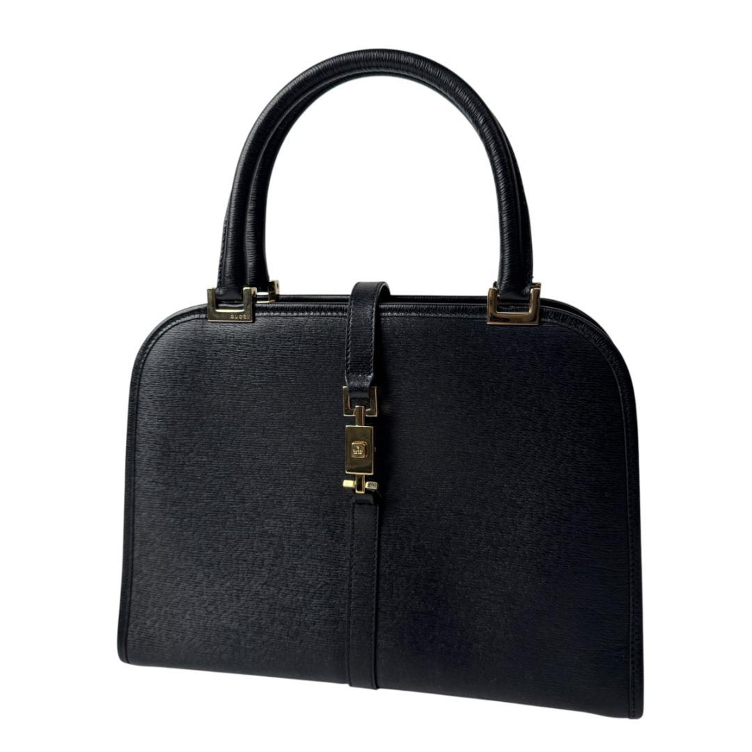 Gucci Jackie Handbag Leather Black Gold